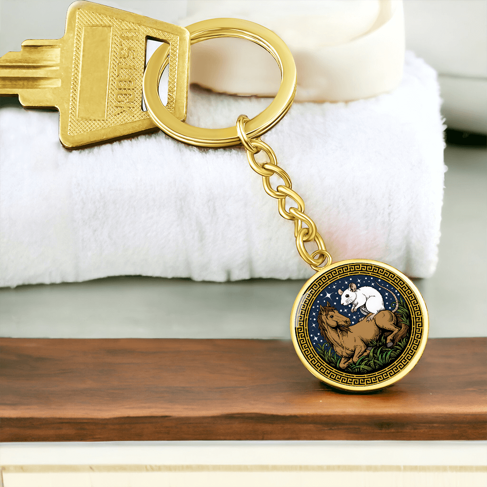 Rat and Horse Keychain - Couples Chinese Zodiac Animal Pendant Jewelry