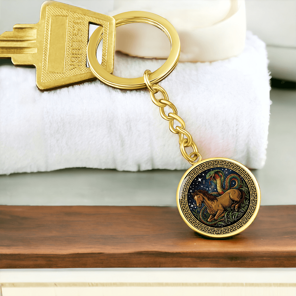 Snake & Horse Keychain - Couples Chinese Zodiac Animal Pendant Jewelry