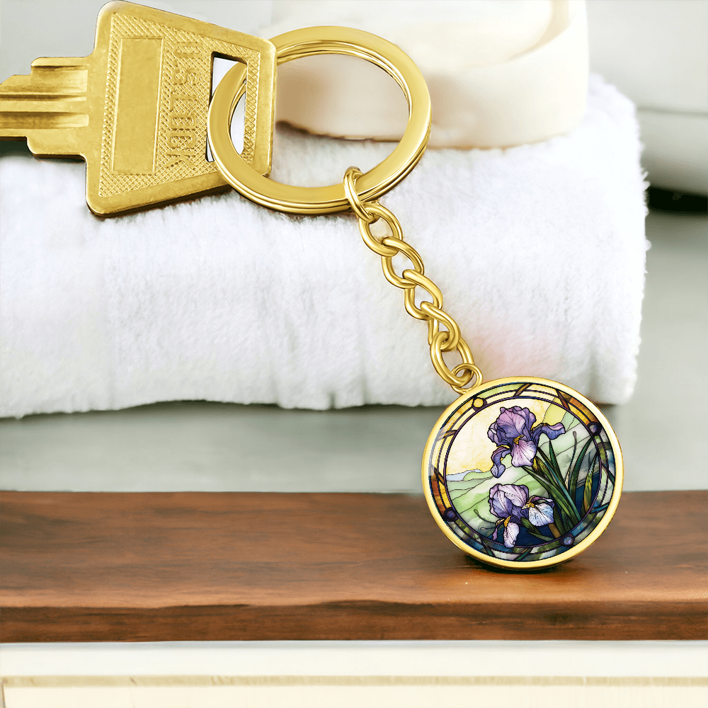 Iris Keychain - February Birth Flower Pendant Jewelry