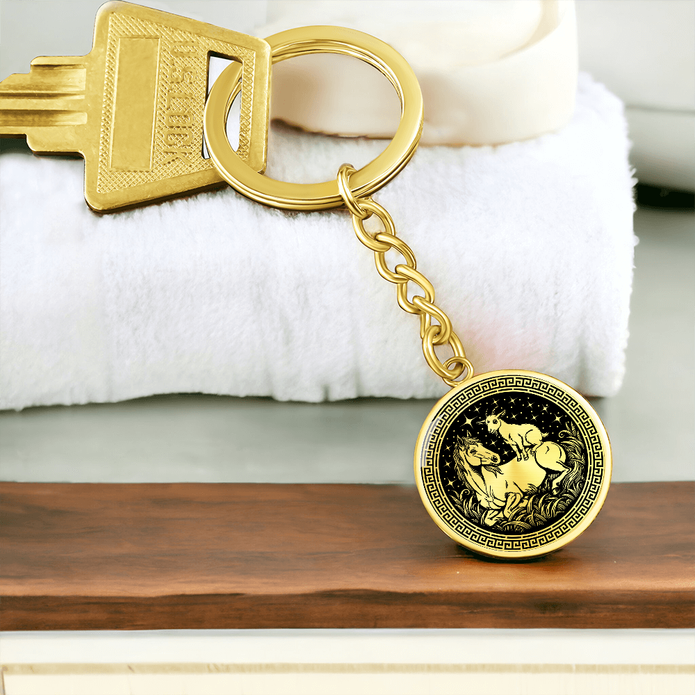 Goat and Horse Keychain - Couples Chinese Zodiac Animal Pendant Jewelry
