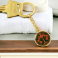 Celtic Tree of Life Pendant Keychain - Marigold October Birth Flower Jewelry