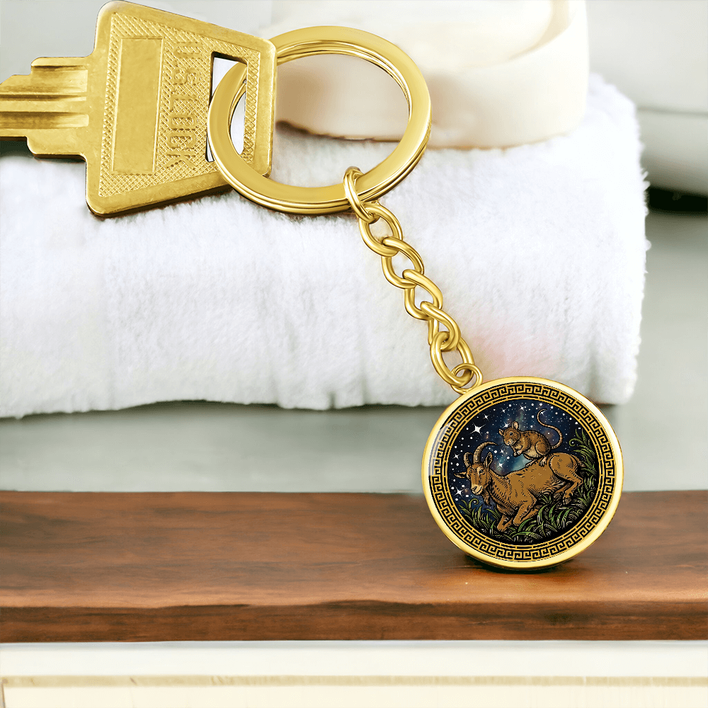 Rat & Goat Keychain - Couples Chinese Zodiac Animal Pendant Jewelry