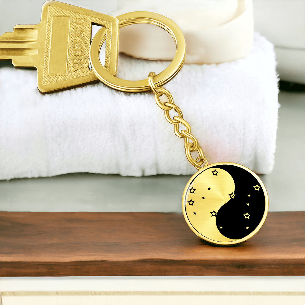Gemini Yin Yang Pendant Keychain - Zodiac Constellation Jewelry