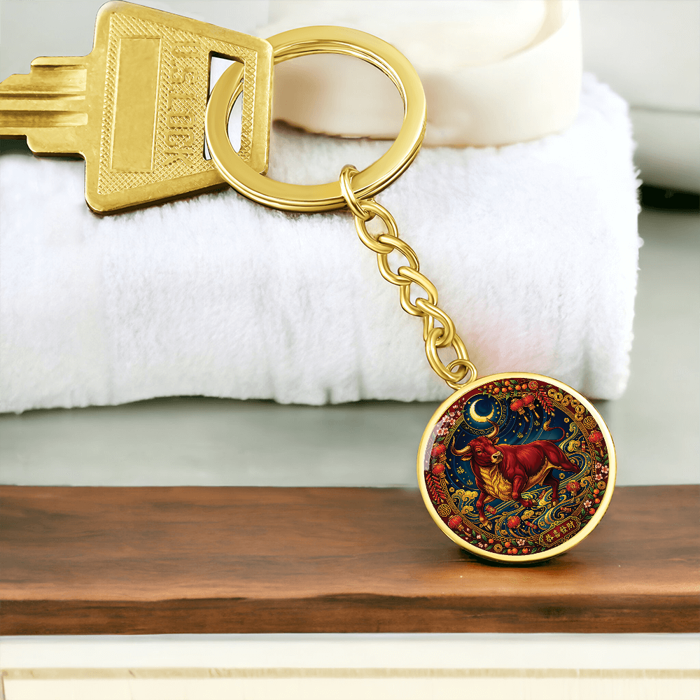 Year of The Ox Keychain - Chinese Zodiac Animal Charm Pendant Jewelry