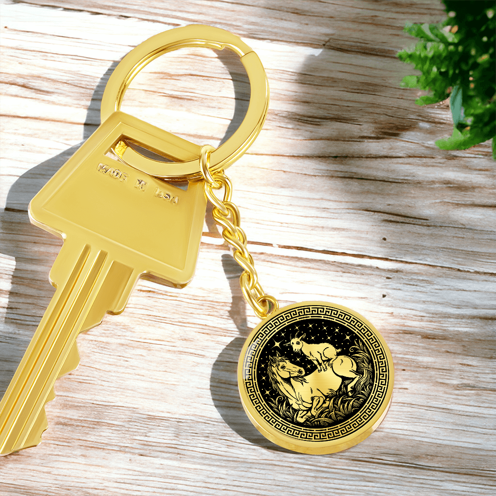 Goat and Horse Keychain - Couples Chinese Zodiac Animal Pendant Jewelry