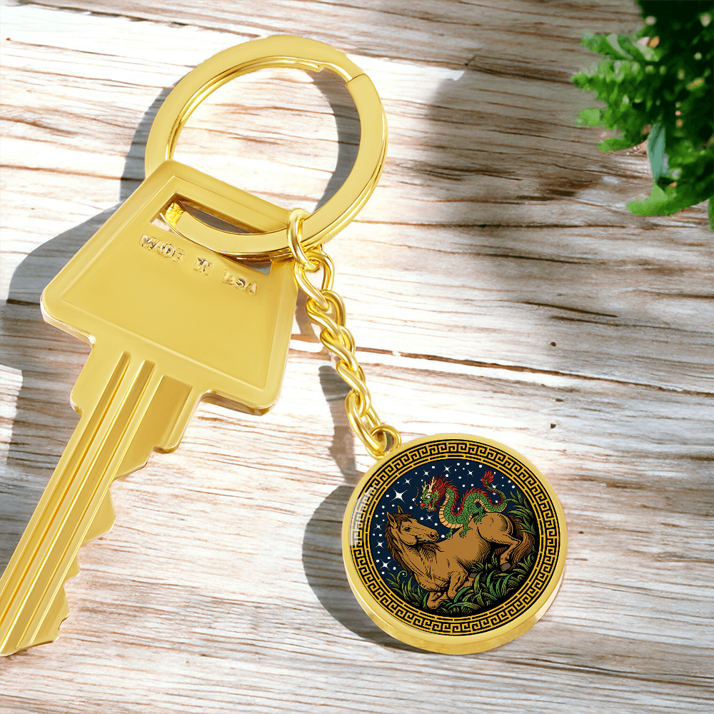 Dragon and Horse Keychain - Couples Chinese Zodiac Animal Pendant Jewelry