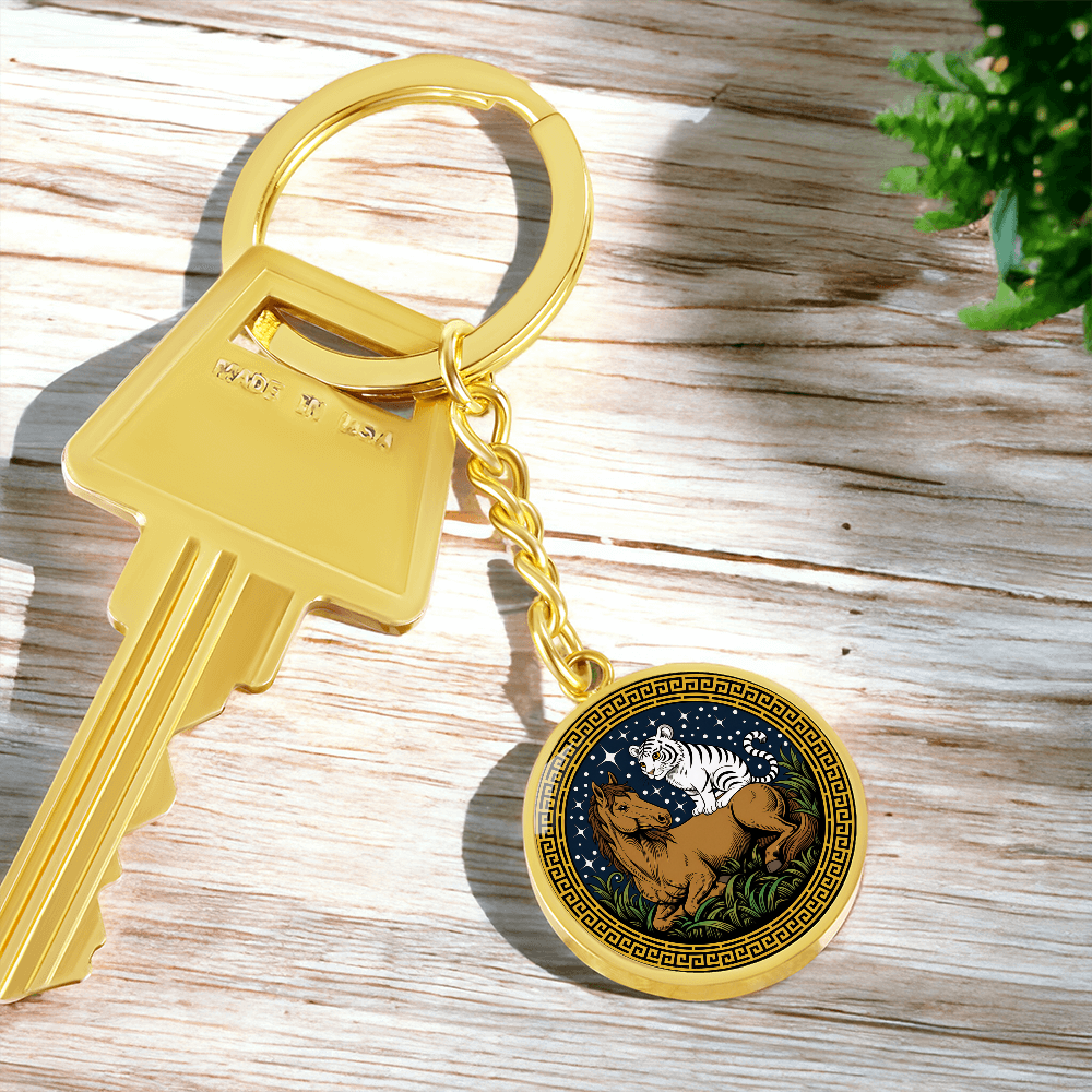 Tiger and Horse Keychain - Couples Chinese Zodiac Animal Pendant Jewelry
