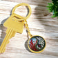 Larkspur Yin Yang Keychain - July Birth Month Flower Pendant Jewelry