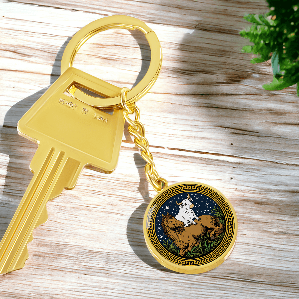 Ox and Horse Keychain - Couples Chinese Zodiac Animal Pendant Jewelry