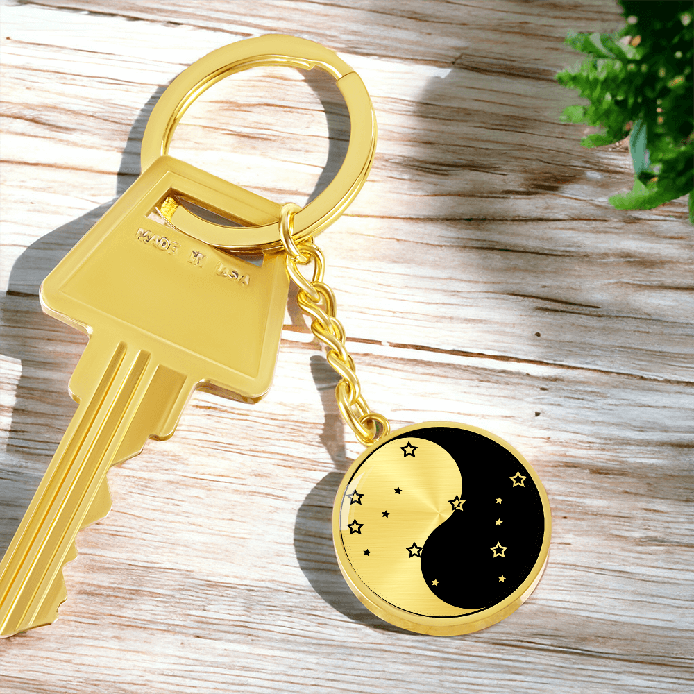Gemini Yin Yang Pendant Keychain - Zodiac Constellation Jewelry