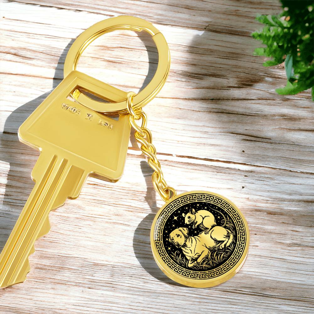 Dog and Rat Keychain - Couples Chinese Zodiac Animal Pendant Jewelry
