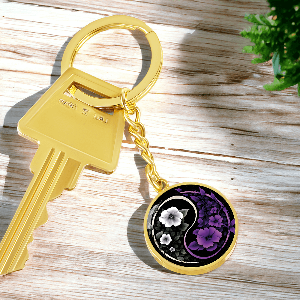 Violet Yin Yang Keychain