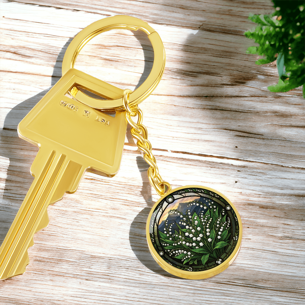 White Lily of the Valley Keychain - May Birth Flower Pendant Jewelry