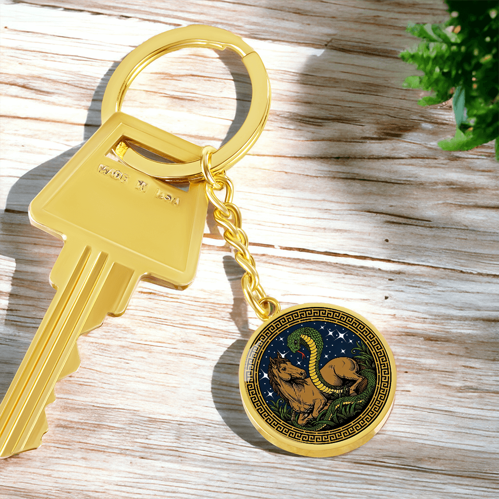 Snake and Horse Keychain - Couples Chinese Zodiac Animal Pendant Jewelry