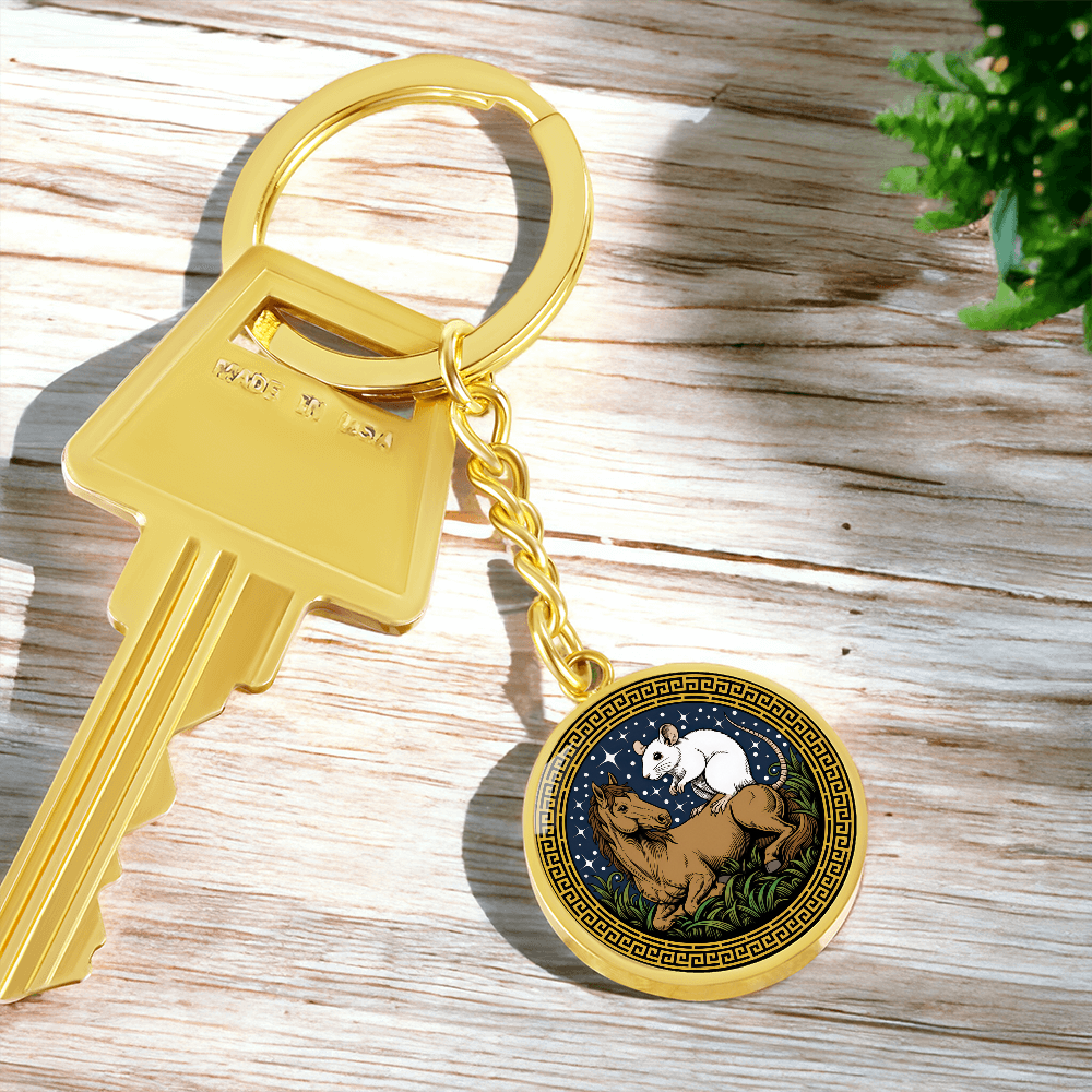 Rat and Horse Keychain - Couples Chinese Zodiac Animal Pendant Jewelry