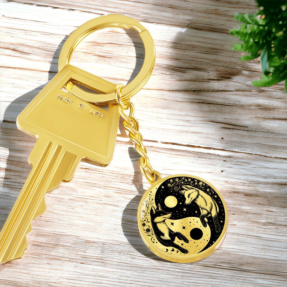 Yin Yang Fox Keychain