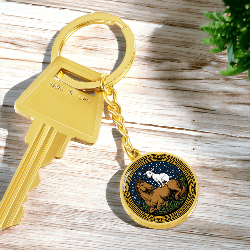 Goat and Horse Keychain - Couples Chinese Zodiac Animal Pendant Jewelry