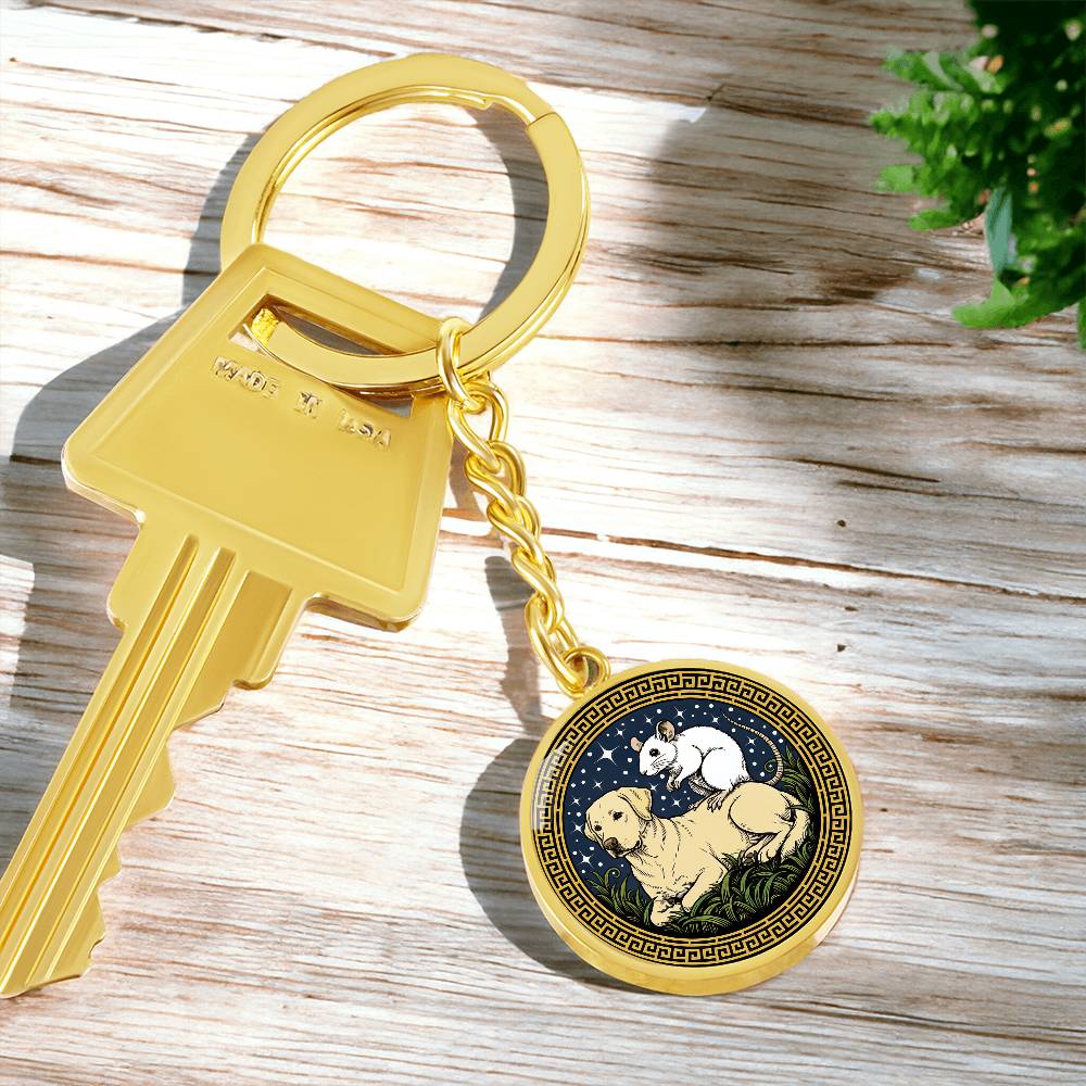 Dog and Rat Keychain - Couples Chinese Zodiac Animal Pendant Jewelry