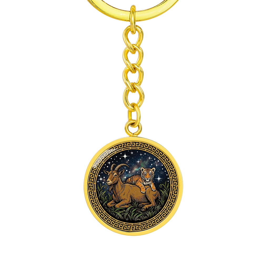 Tiger & Goat Keychain - Couples Chinese Zodiac Animal Pendant Jewelry