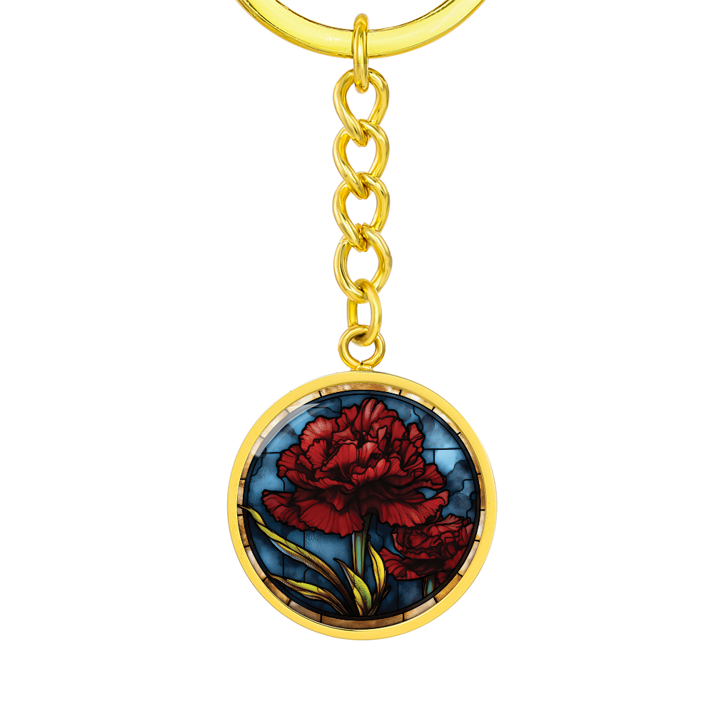 Carnation Keychain - January Birth Flower Pendant Jewelry