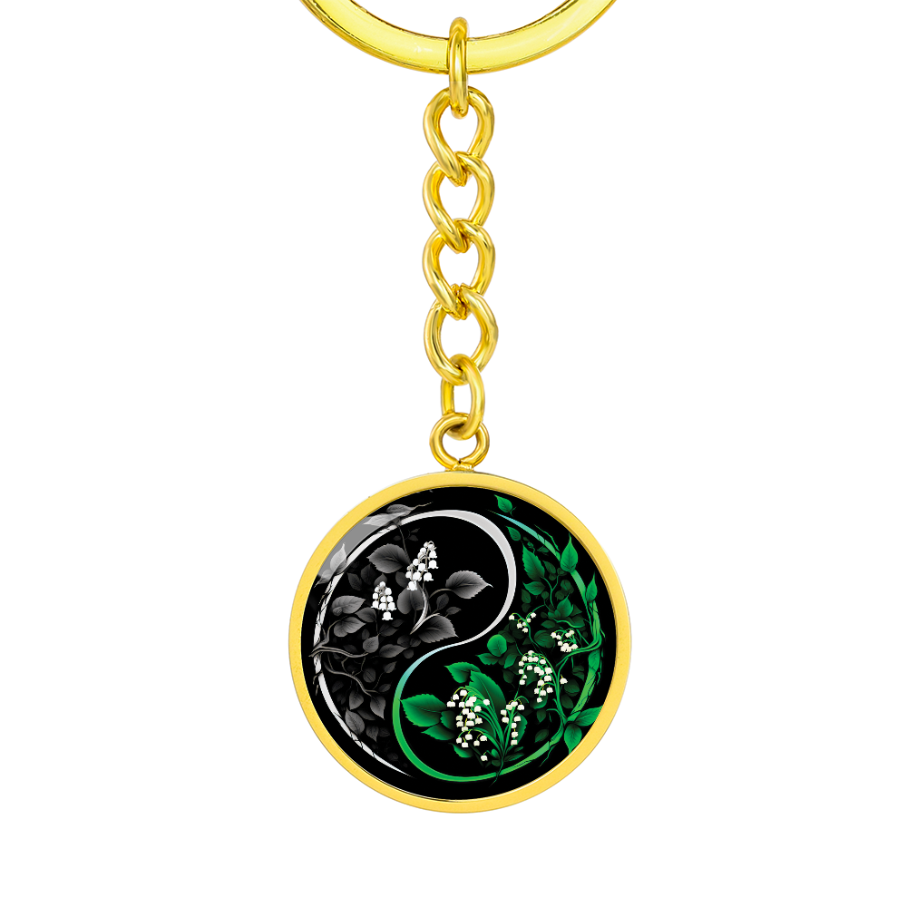 Lily of the Valley Keychain - May Yin Yang Birth Flower Jewelry