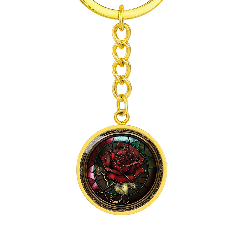 Red Rose Keychain - June Birth Flower Pendant Jewelry