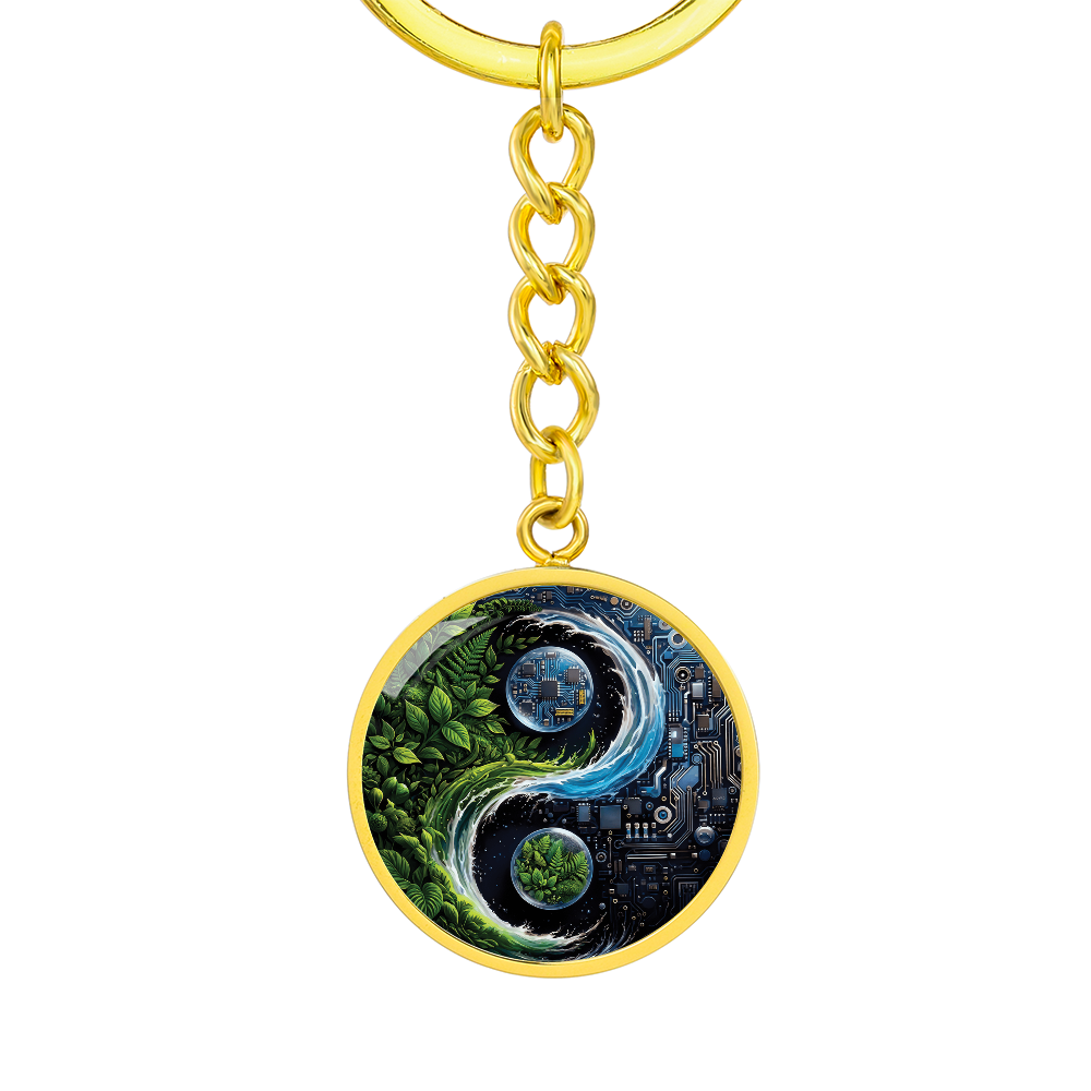 Nature & Circuit Yin Yang Pendant Keychain