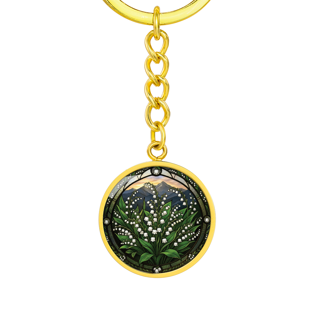 White Lily of the Valley Keychain - May Birth Flower Pendant Jewelry