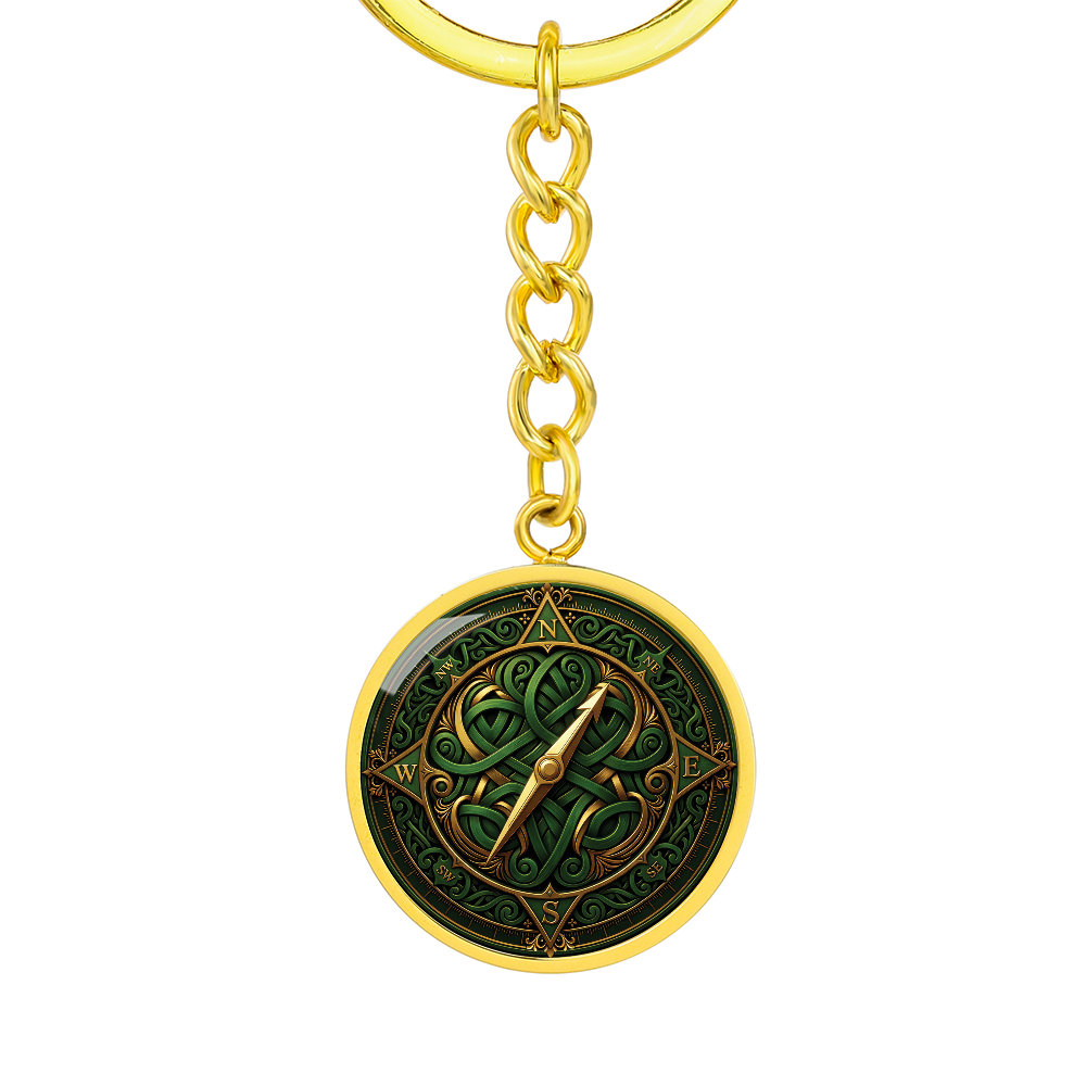 Compass Rose Keychain - Green Celtic Pendant Jewelry