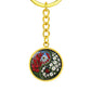 Gladiolus Yin Yang Keychain - August Birth Month Flower Pendant Jewelry