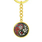 Red and White Morning Glory Yin Yang Keychain - September Birth Month Flower Pendant Jewelry