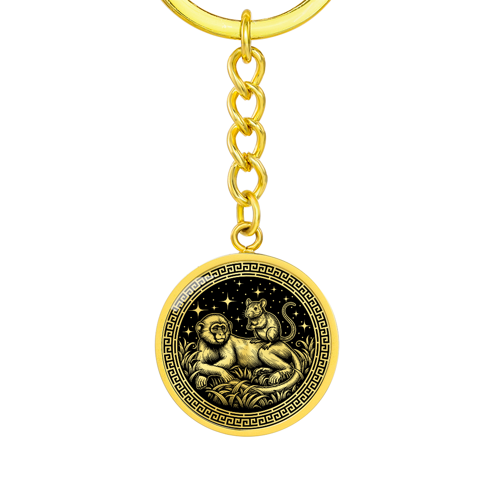 Monkey & Rat Keychain - Couples Chinese Zodiac Animal Pendant Jewelry