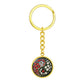Red and White Morning Glory Yin Yang Keychain - September Birth Month Flower Pendant Jewelry