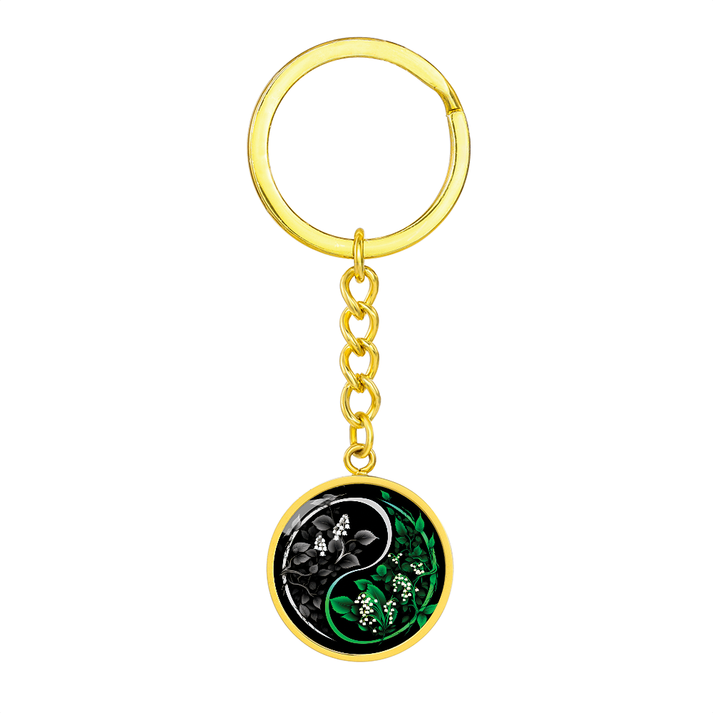 Lily of the Valley Keychain - May Yin Yang Birth Flower Jewelry