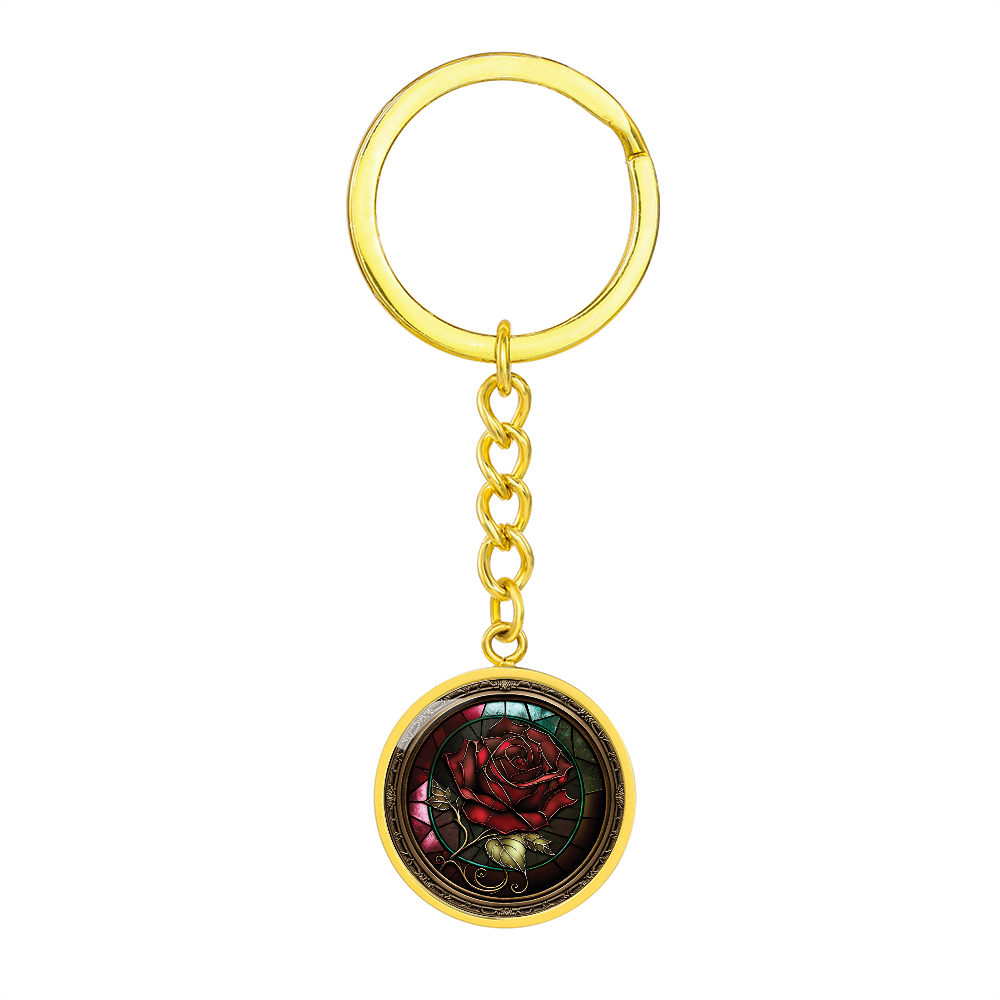 Red Rose Keychain - June Birth Flower Pendant Jewelry