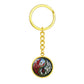 Larkspur Yin Yang Keychain - July Birth Month Flower Pendant Jewelry