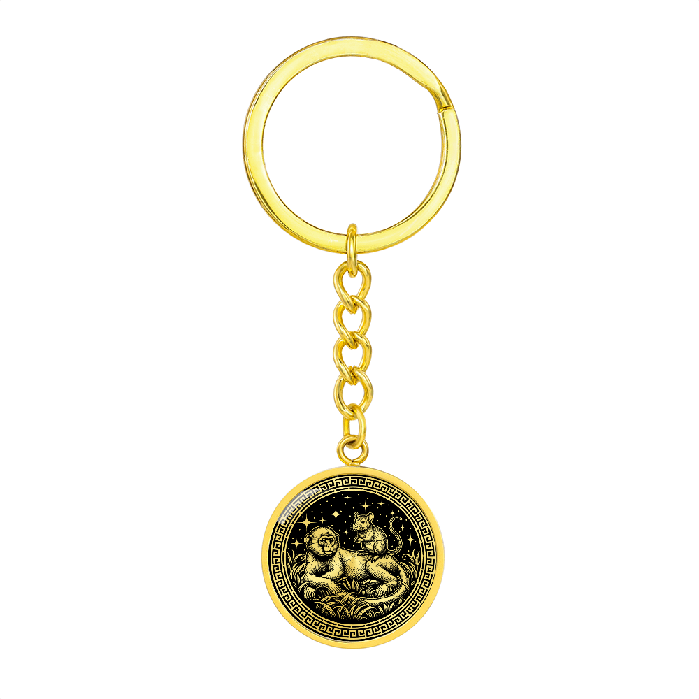 Monkey & Rat Keychain - Couples Chinese Zodiac Animal Pendant Jewelry