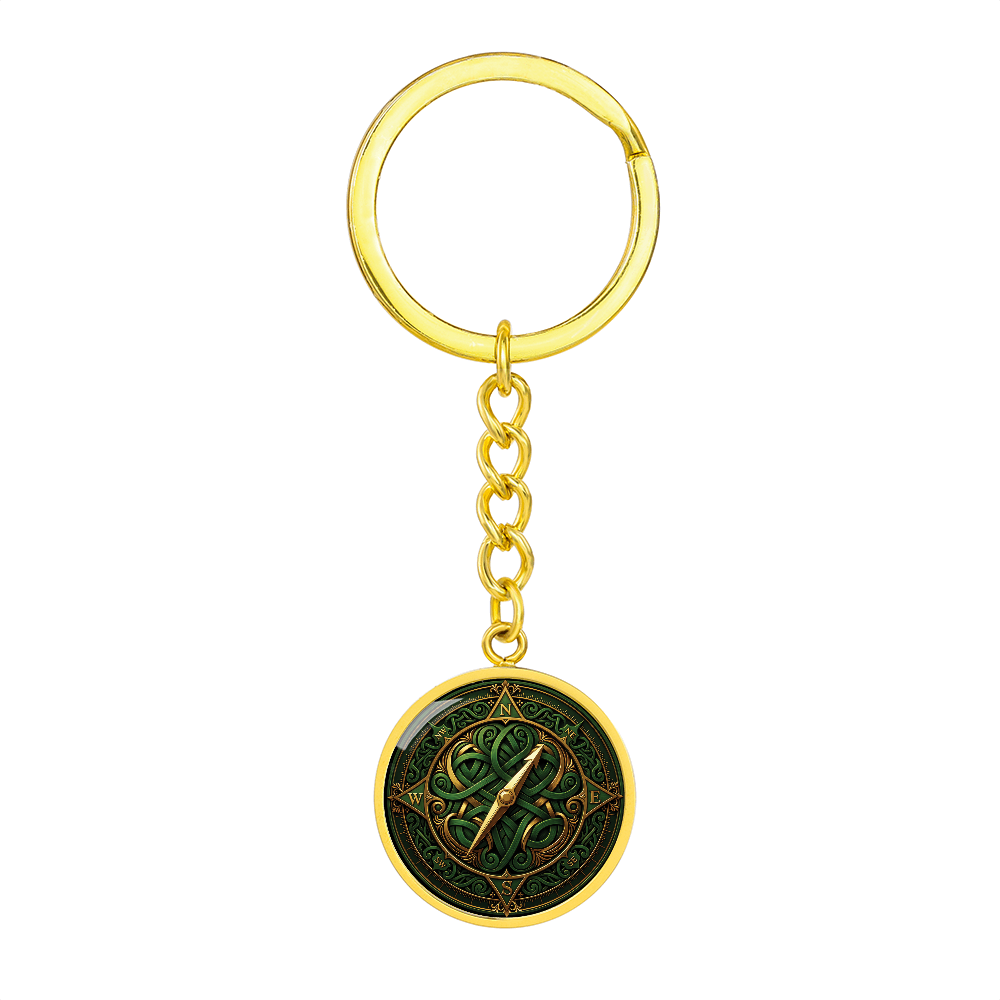 Compass Rose Keychain - Green Celtic Pendant Jewelry