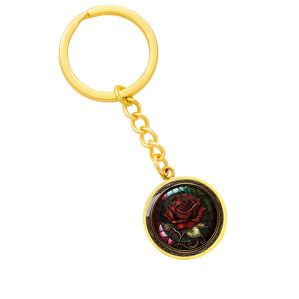 Red Rose Keychain - June Birth Flower Pendant Jewelry