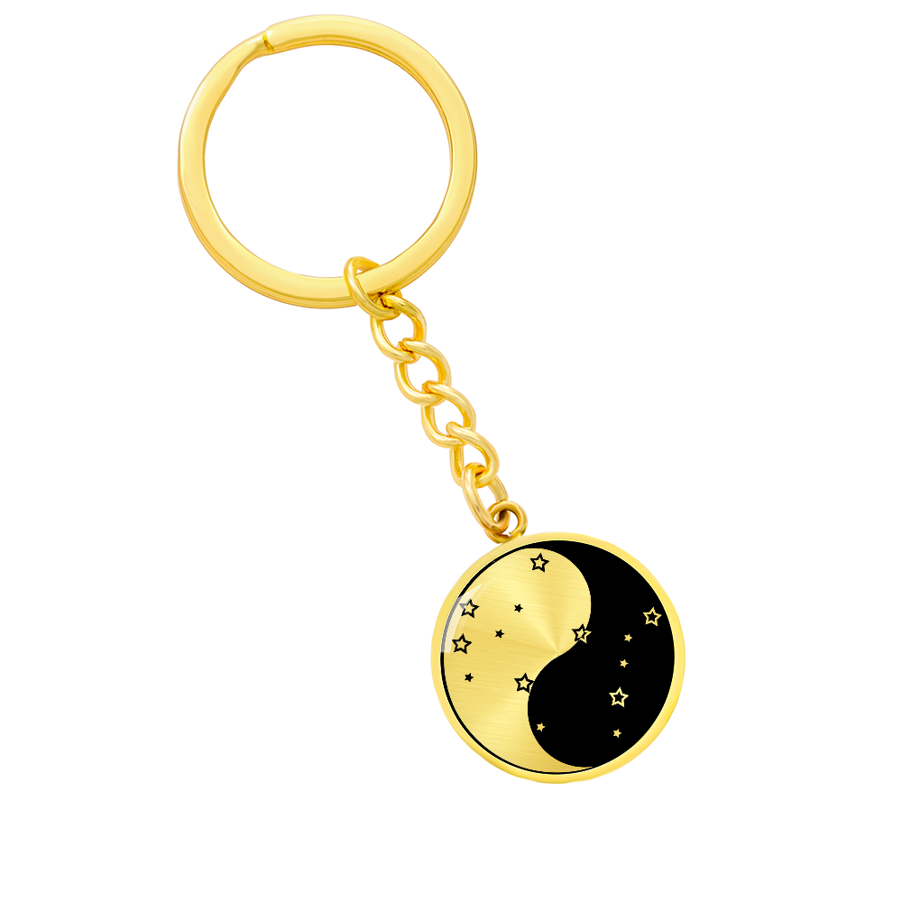 Gemini Yin Yang Pendant Keychain - Zodiac Constellation Jewelry