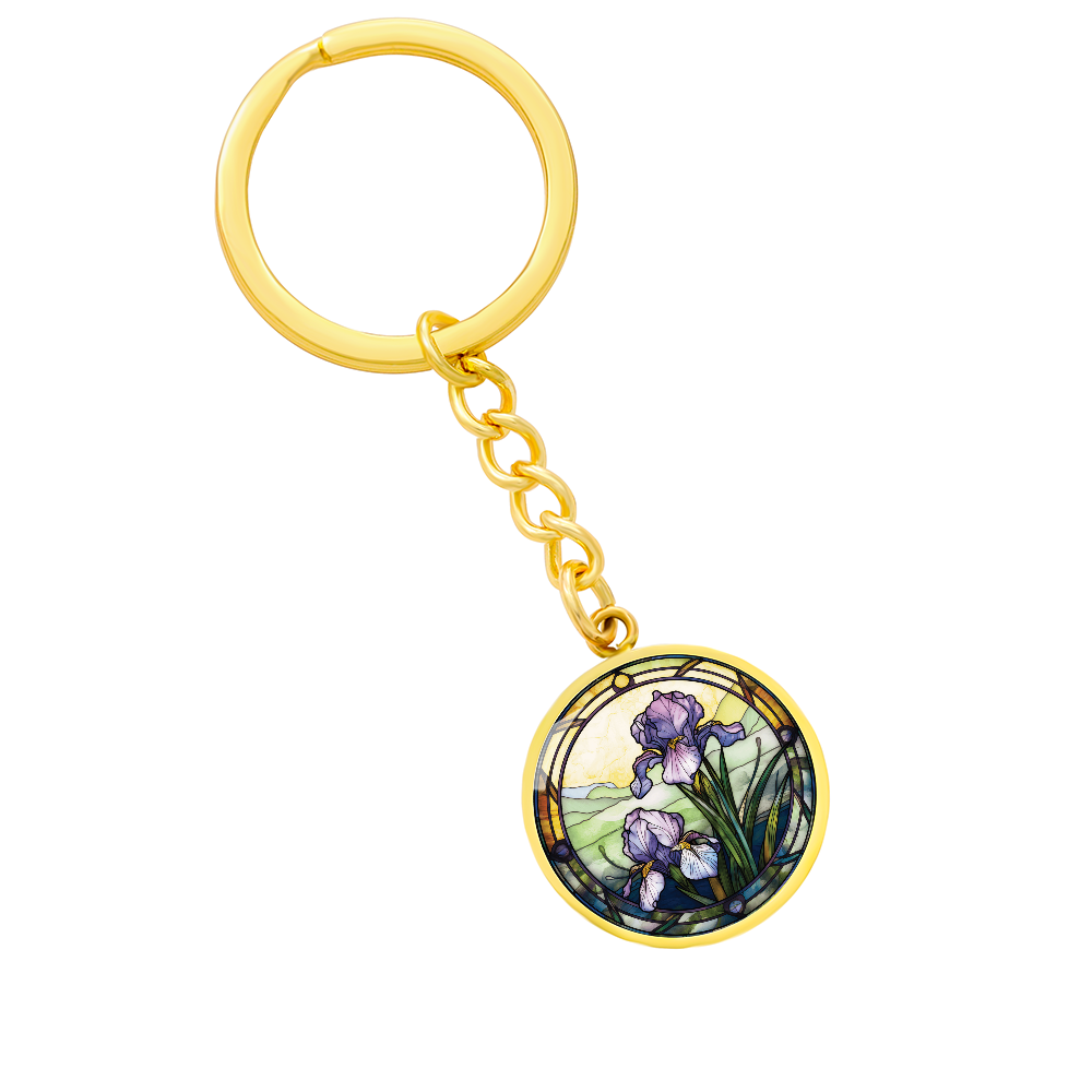 Iris Keychain - February Birth Flower Pendant Jewelry