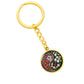 Red and White Morning Glory Yin Yang Keychain - September Birth Month Flower Pendant Jewelry