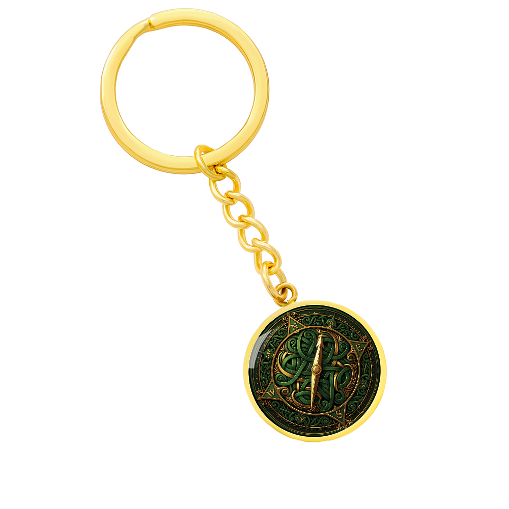 Compass Rose Keychain - Green Celtic Pendant Jewelry