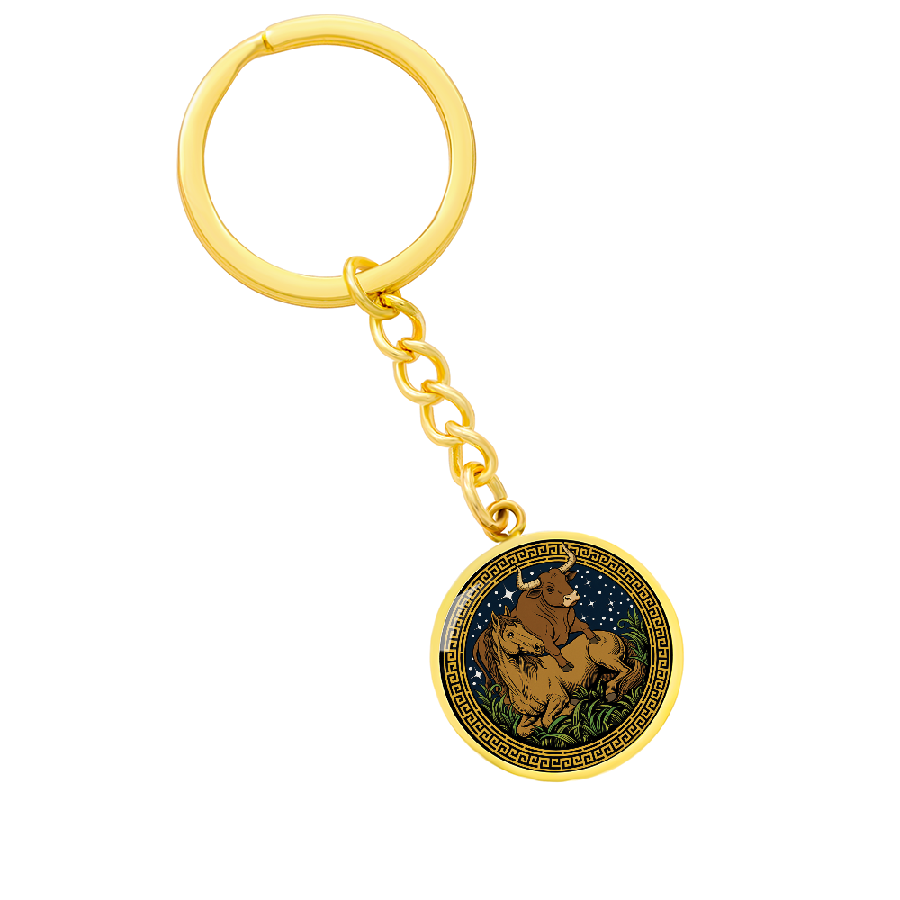 Ox and Horse Keychain - Couples Chinese Zodiac Animal Pendant Jewelry
