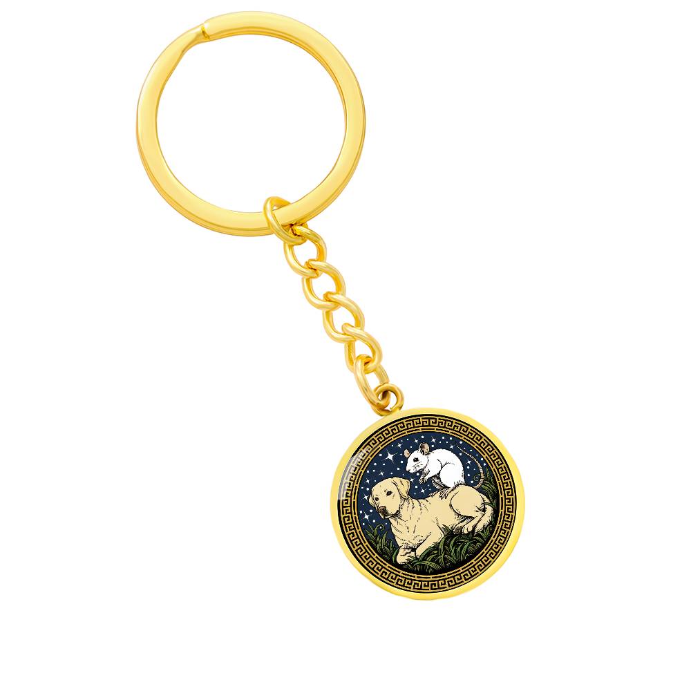 Dog and Rat Keychain - Couples Chinese Zodiac Animal Pendant Jewelry