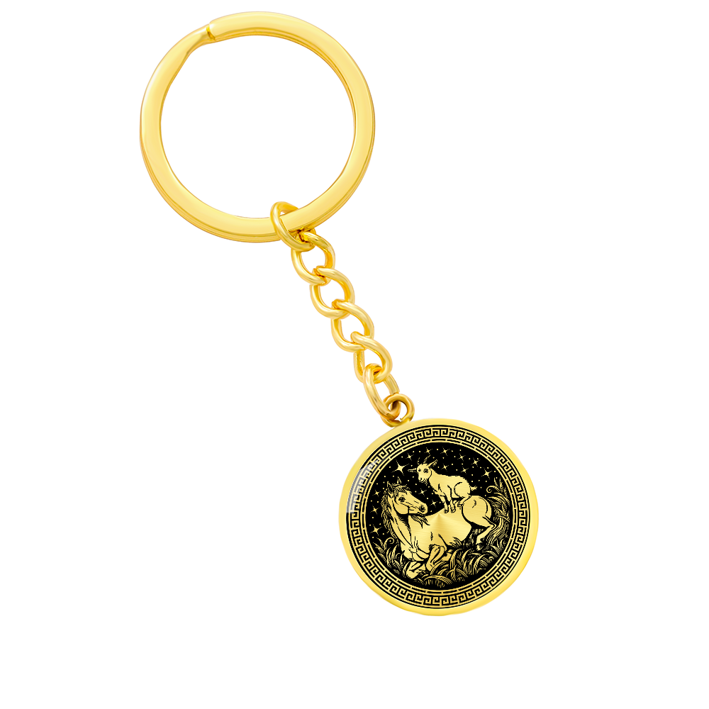 Goat and Horse Keychain - Couples Chinese Zodiac Animal Pendant Jewelry