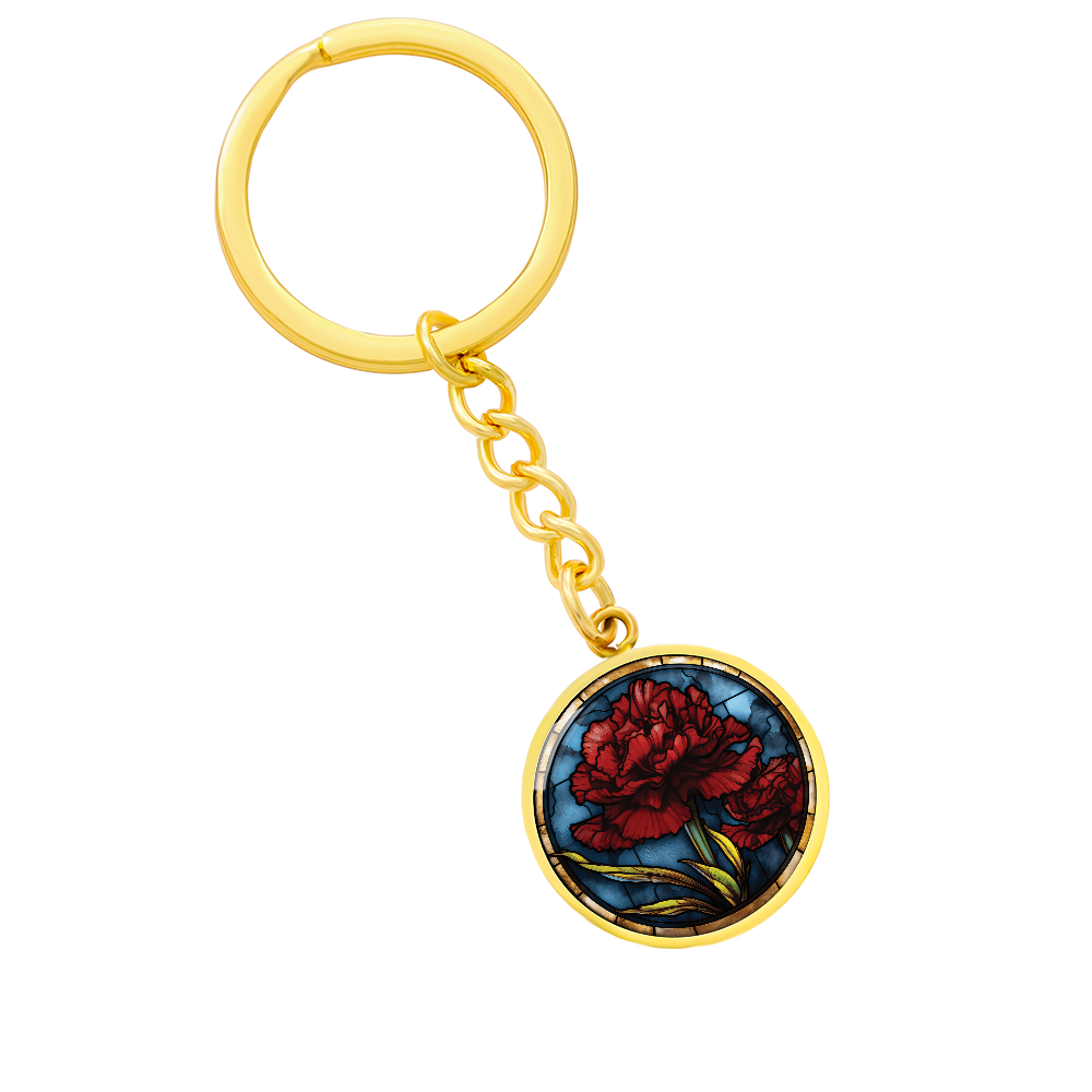 Carnation Keychain - January Birth Flower Pendant Jewelry