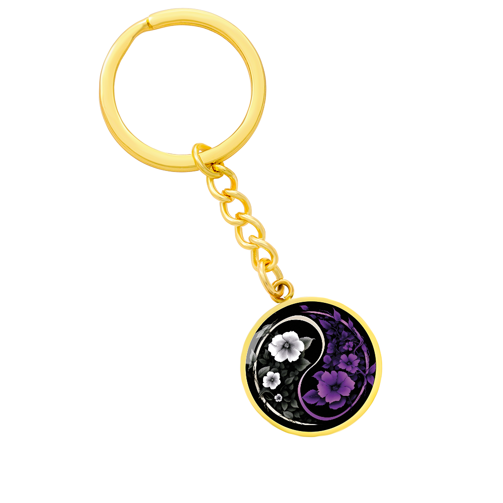 Violet Yin Yang Keychain