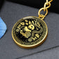 This Year of the dragon keychain. Elegant gold pendant with a rabbit & dragon, is set against a gold backdrop. This jewelry offers personalization with an engraving option for a name.