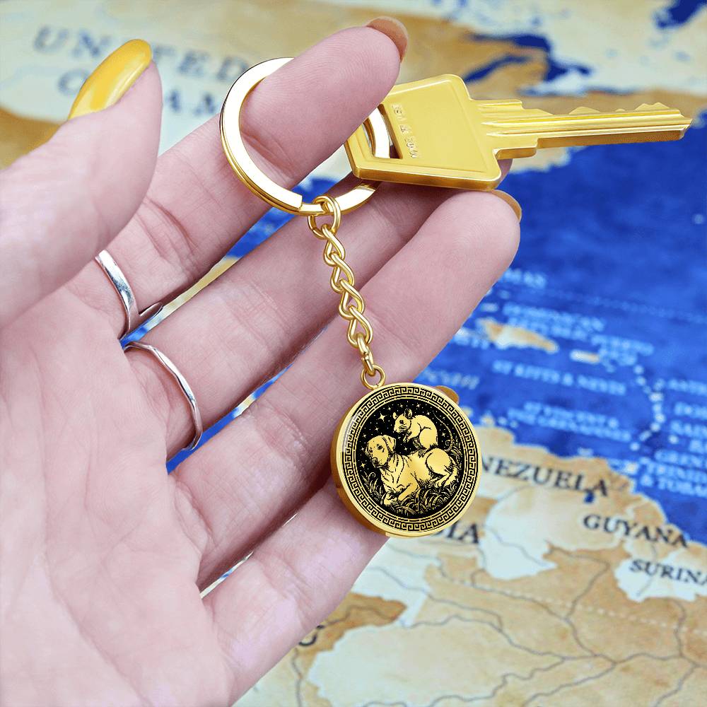 Dog and Rat Keychain - Couples Chinese Zodiac Animal Pendant Jewelry